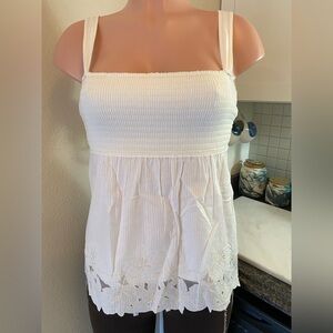 Vintage y2K Abercrombie white embroidered babydoll tank top